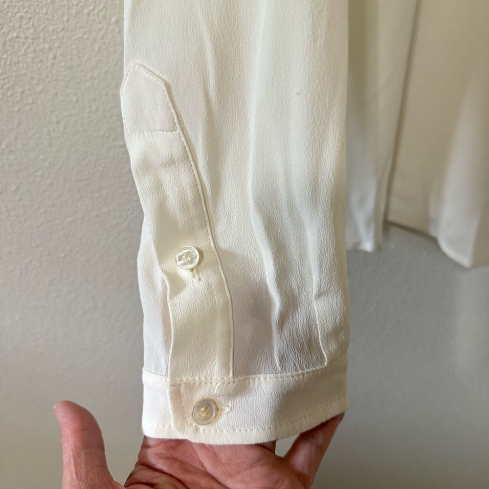 Stella McCartney Estelle Silk Long Sleeve Stand Collar Blouse Cream-40 (US 4-6) - Picture 4 of 12
